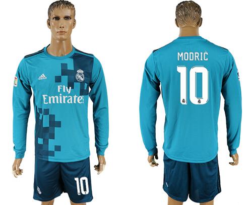 Real Madrid #10 Modric Sec Away Long Sleeves Soccer Club Jersey